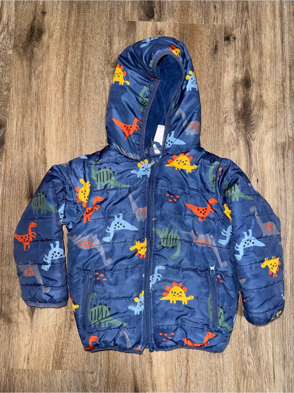 Little Beginnings Boys Dinosaur Print Puffer Jacket Size 3T